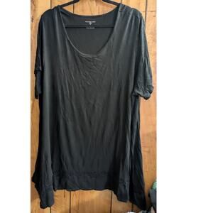 Hayden Park Shirt Womens‎ Plus Size 3X Black Floral Lace Trim Lightweight Tunic